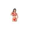 Ensemble sexy 3 pièces peek-a-boo en dentelle avec string et porte-jarretelles 
